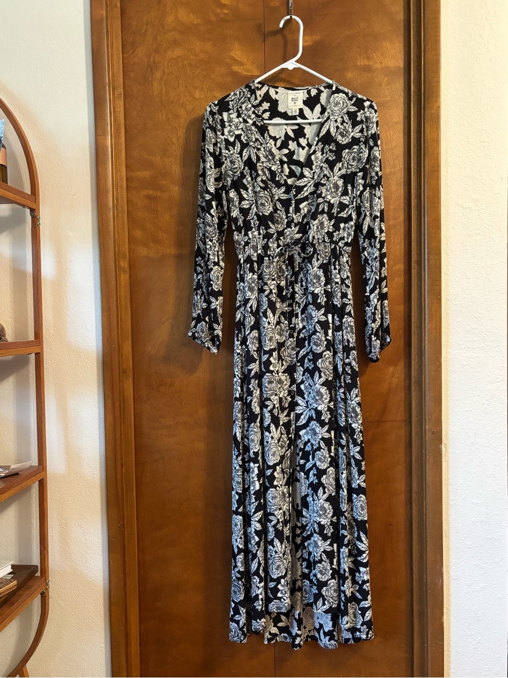 Billabong Black Maxi Dress with White Floral Print